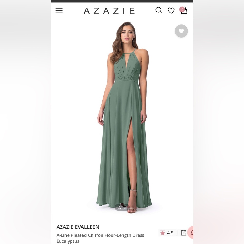 AZAZIE EVALLEEN Size A4
A-Line Pleated Chiffon Floor-Length Dress Eucalyptus